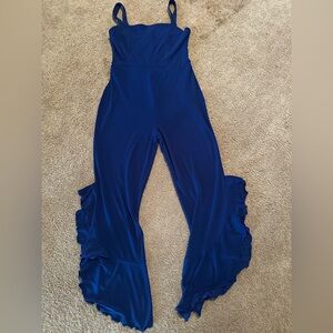 INC International Concepts Royal Blue Ruffled Jumpsuit